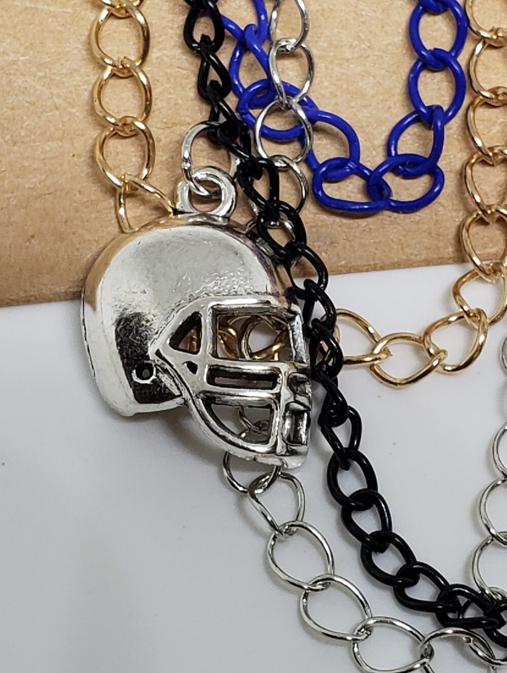 Handmade Baltimore Ravens Football Charm Safety Pin Brooch - Picture 4 of 4